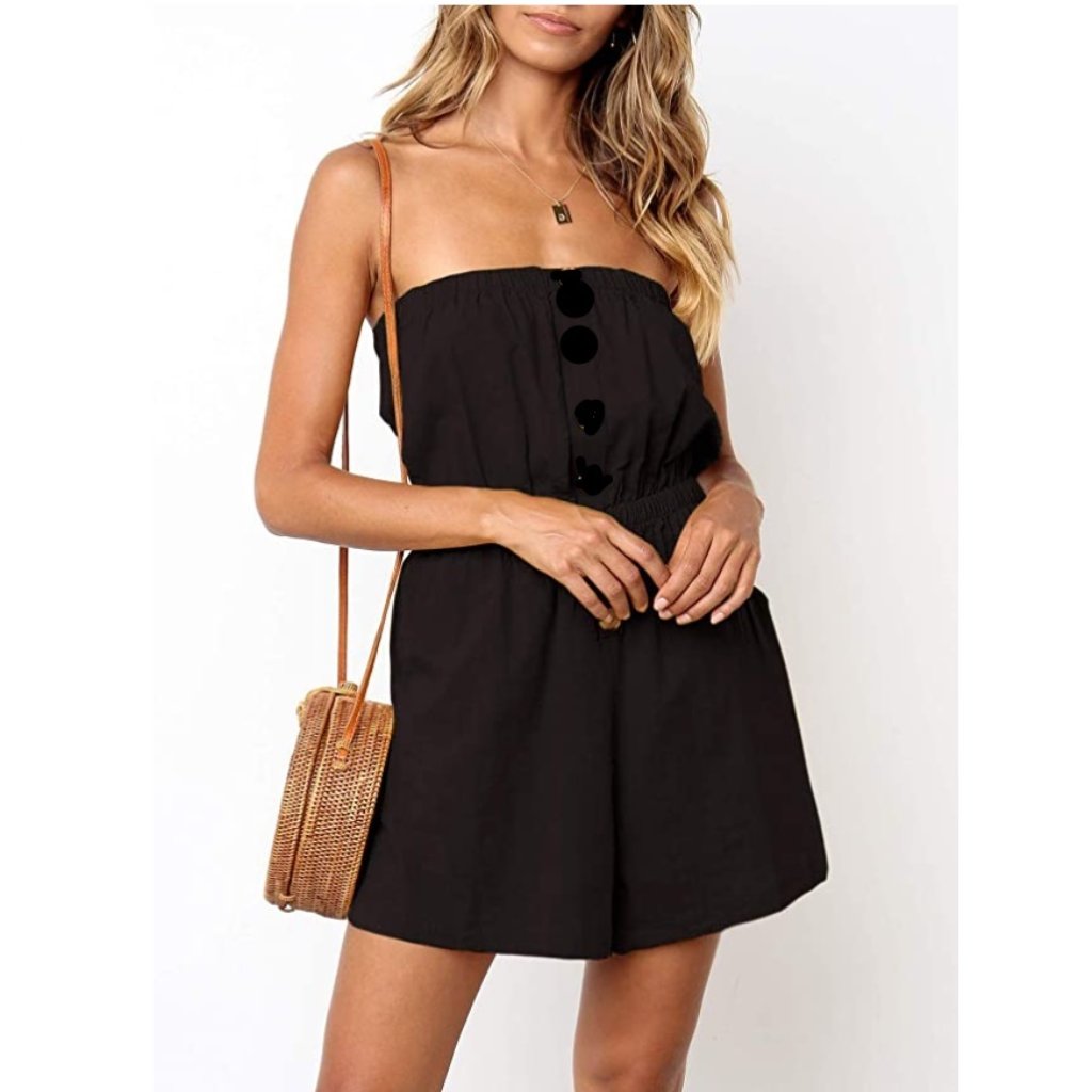 Bebe Strapless Tie Waist Black Romper S